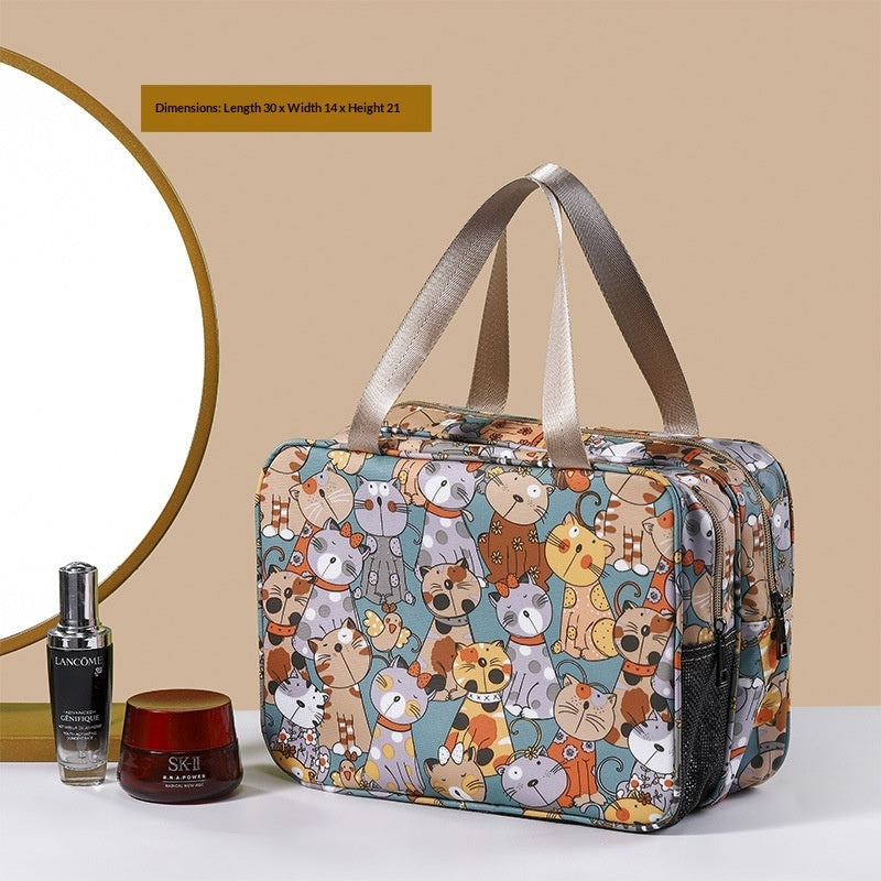Spacious Double-Layer Cosmetic Bag for Travel and Daily Use