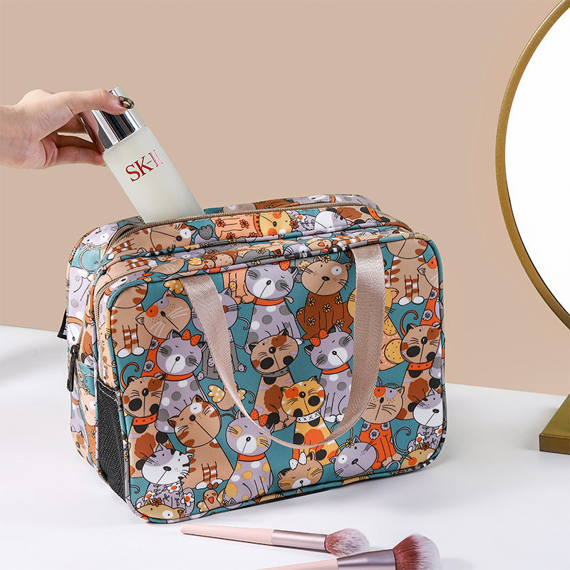 Spacious Double-Layer Cosmetic Bag for Travel and Daily Use