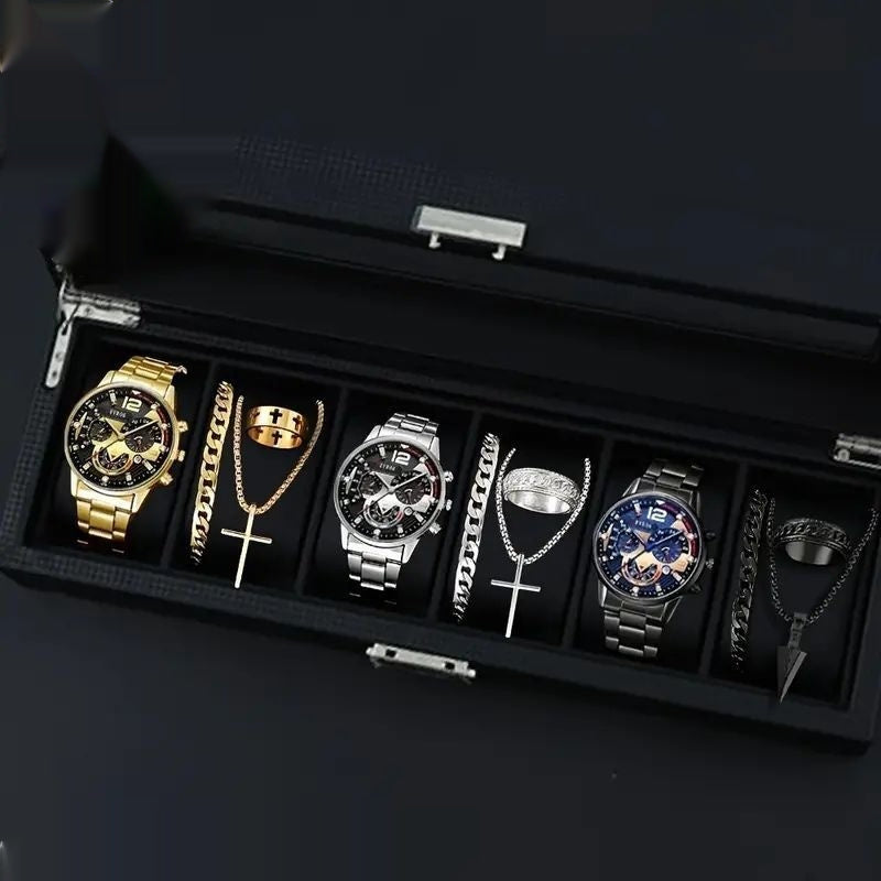Stylish 12-Set Watches and Accessories Collection for Men