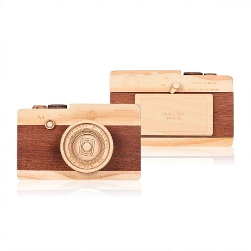 Retro Wooden Camera Music Box – Charming Home Décor Gift