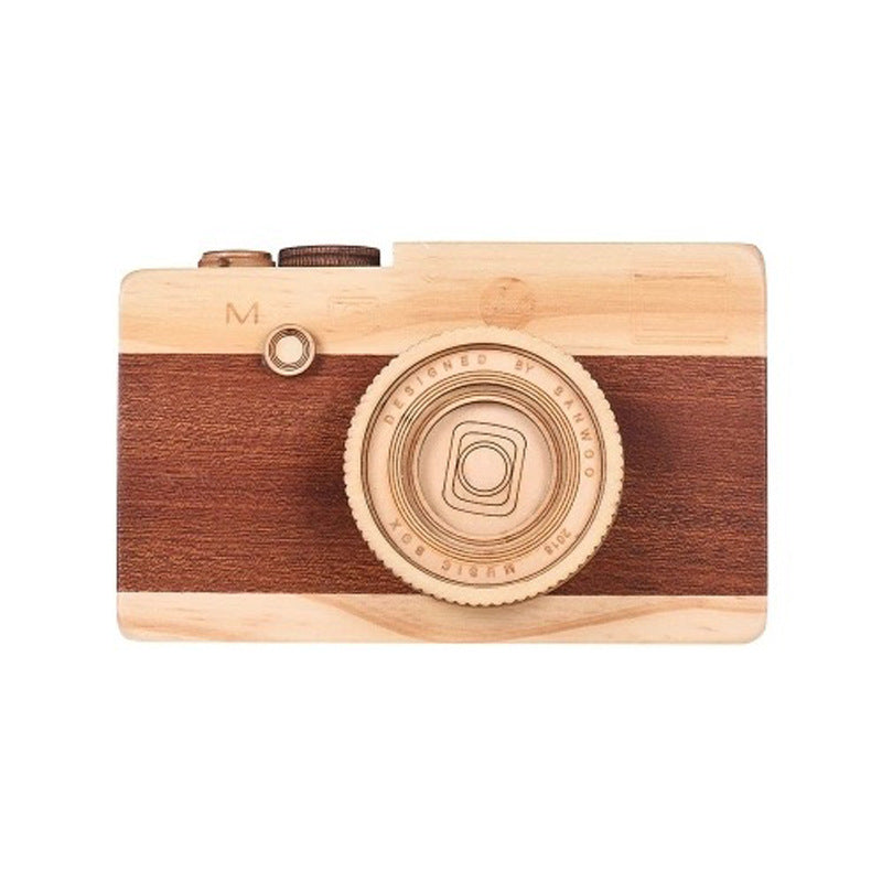 Retro Wooden Camera Music Box – Charming Home Décor Gift