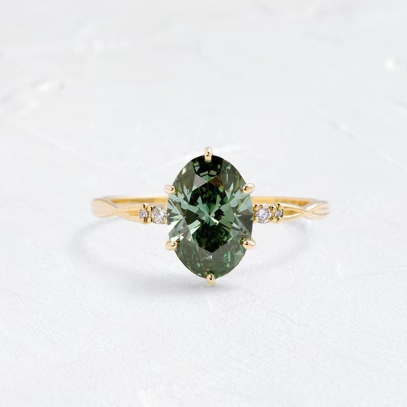 Chic Gold-Plated Ring with Radiant Emerald Accent