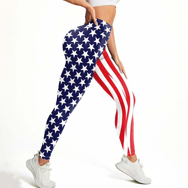 بنطال ضيق عالي الخصر بنقشة علم مربعات