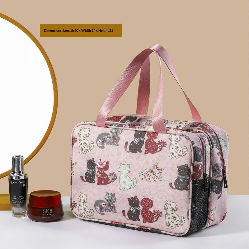 Spacious Double-Layer Cosmetic Bag for Travel and Daily Use