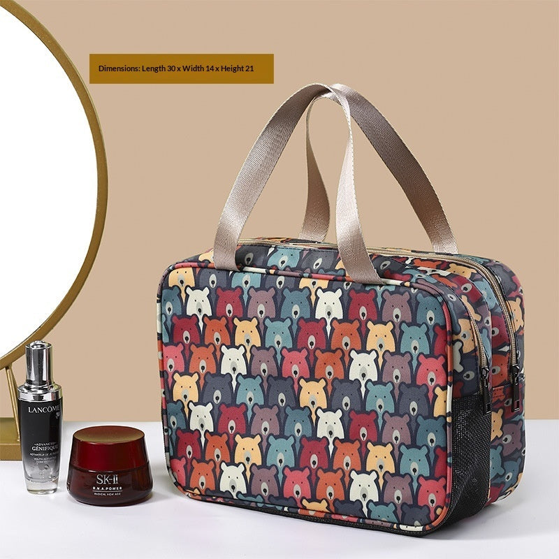 Spacious Double-Layer Cosmetic Bag for Travel and Daily Use