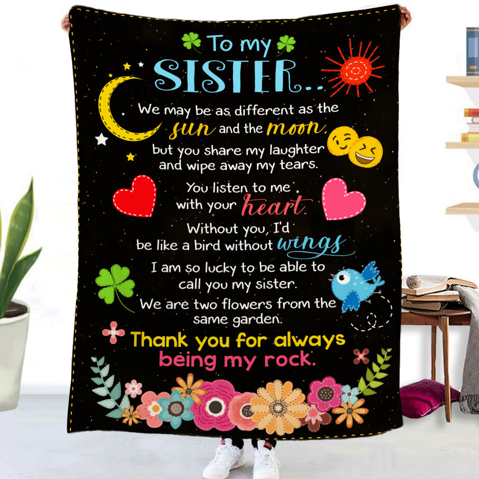 Double-Sided Flannel Blanket – Cozy Gift for Sisters