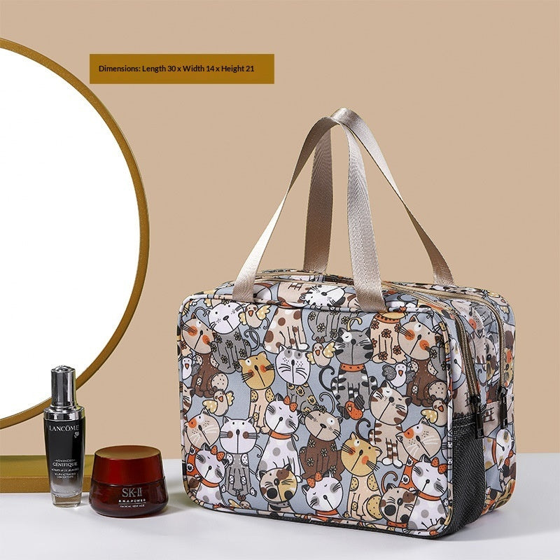 Spacious Double-Layer Cosmetic Bag for Travel and Daily Use