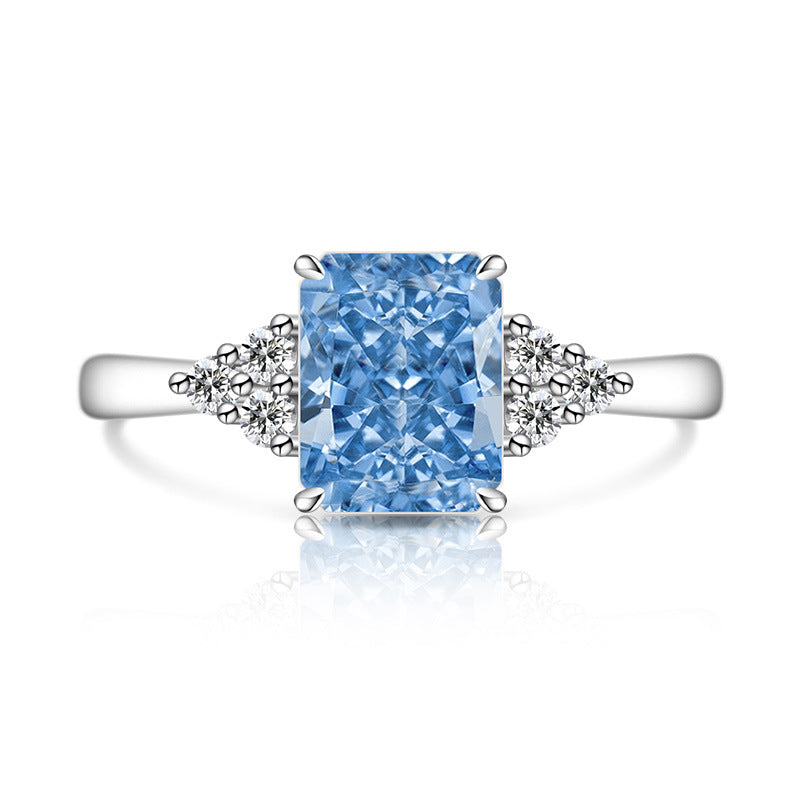 Radiant High-Carbon Diamond Ring with Vibrant Padparadscha Shine