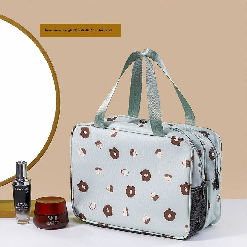 Spacious Double-Layer Cosmetic Bag for Travel and Daily Use