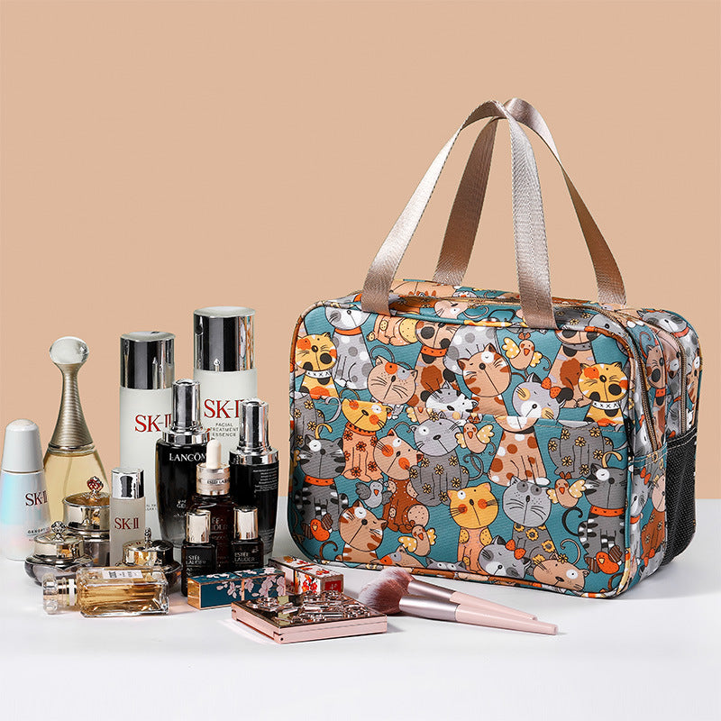 Spacious Double-Layer Cosmetic Bag for Travel and Daily Use