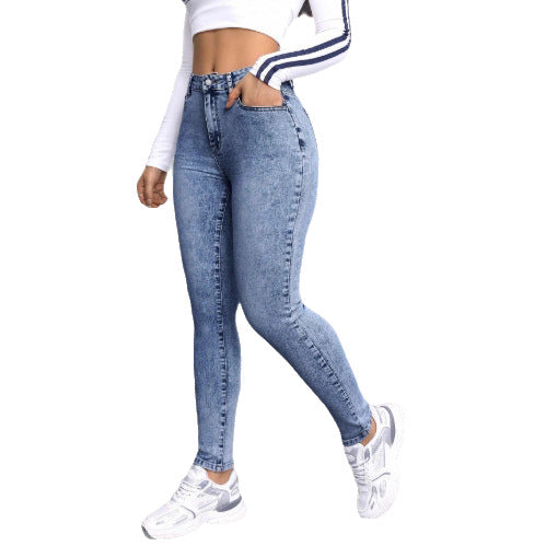 بنطلون رياضي أنيق من قماش الدنيم الصناعي