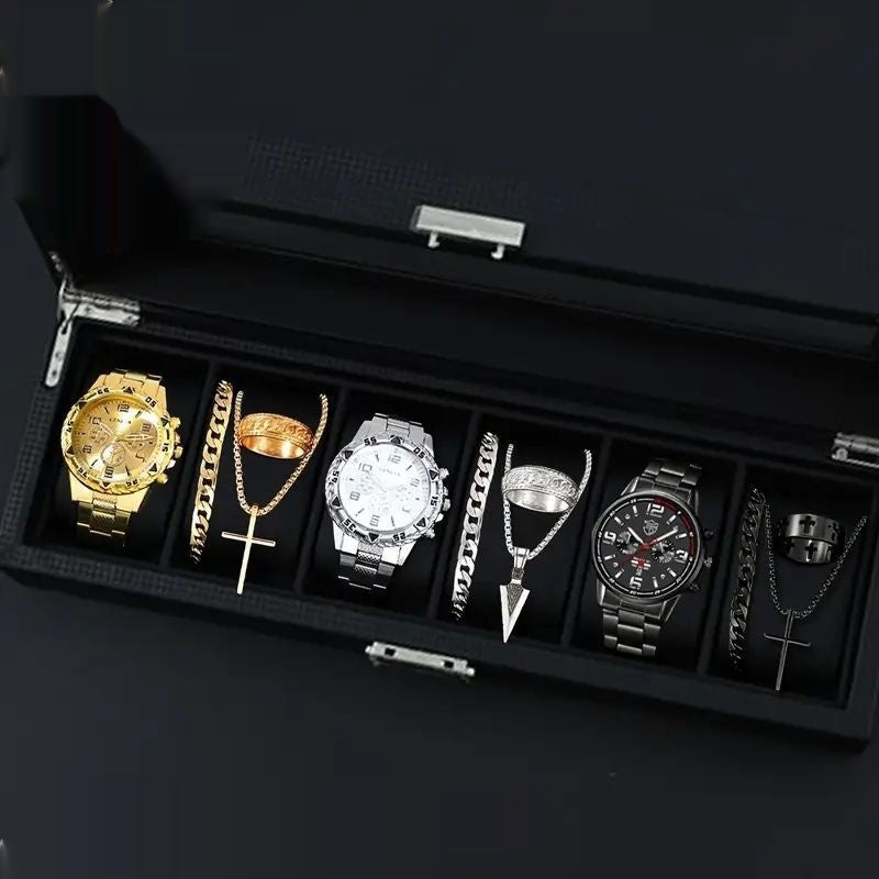 Stylish 12-Set Watches and Accessories Collection for Men