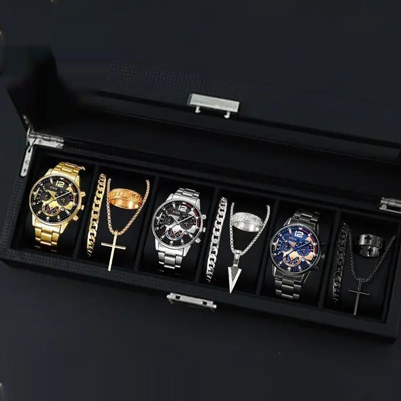 Stylish 12-Set Watches and Accessories Collection for Men