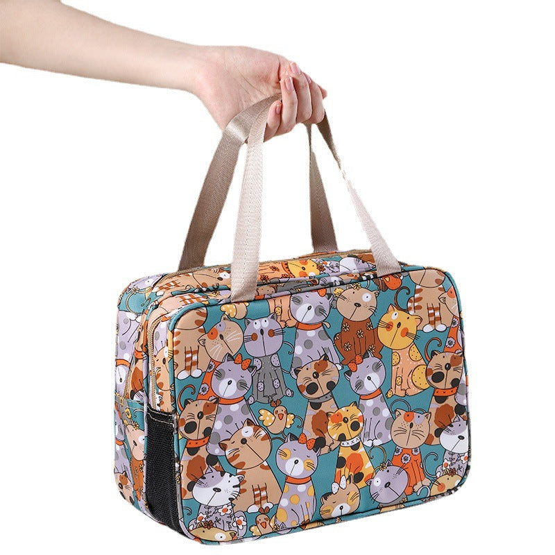 Spacious Double-Layer Cosmetic Bag for Travel and Daily Use