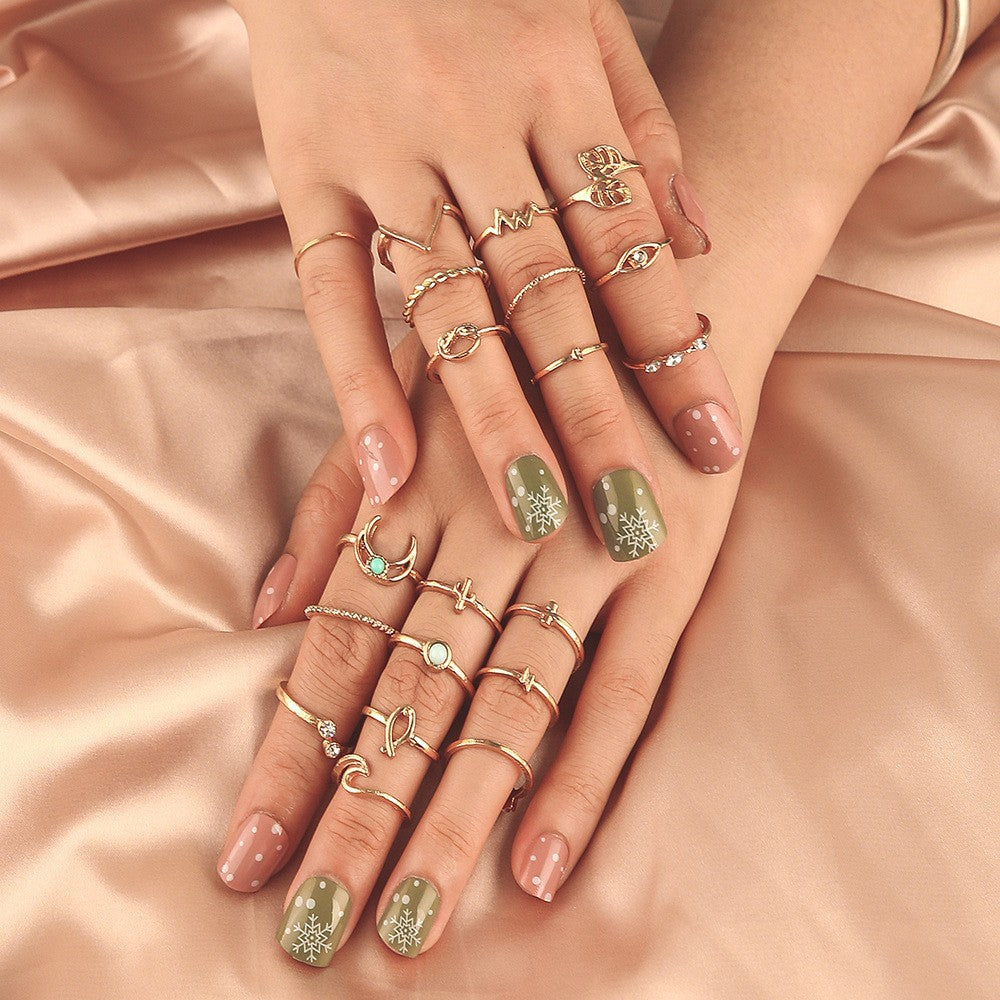 Vintage-Inspired 20-Piece Geometric Ring Set for Women