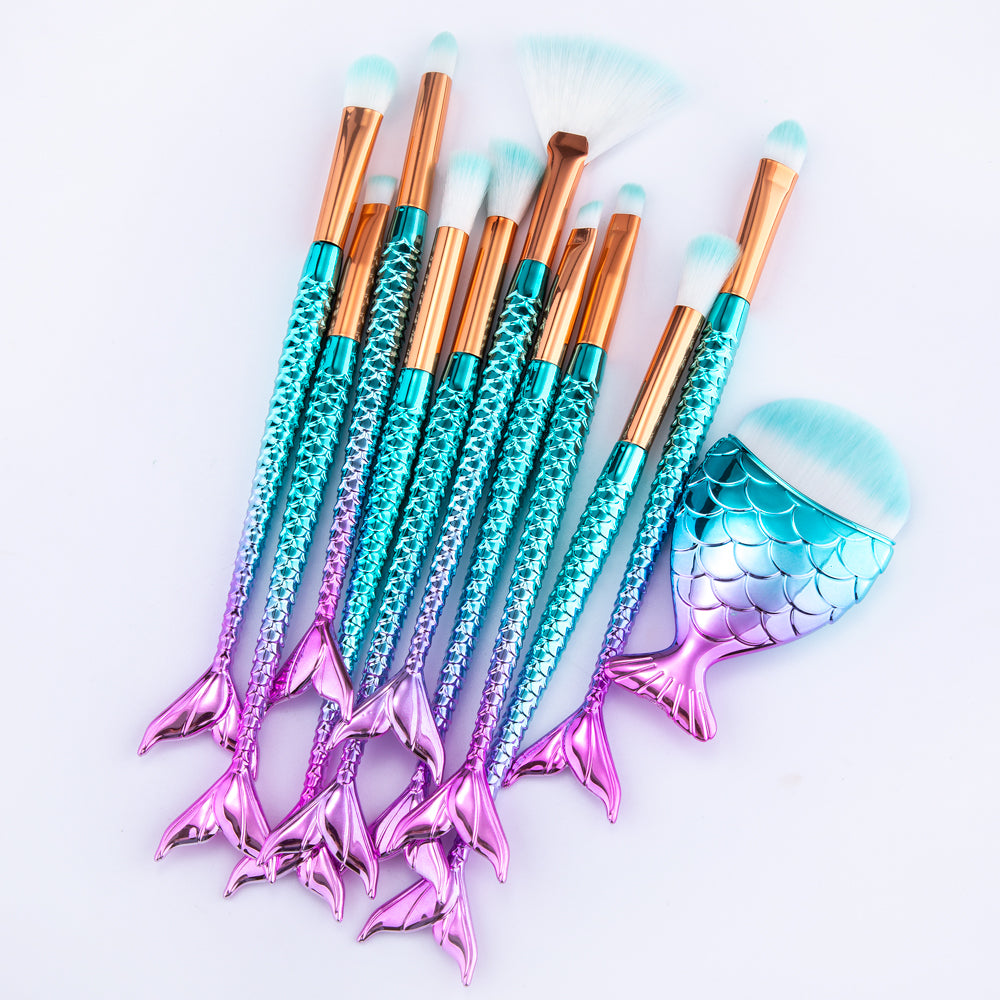 11-Piece Mermaid Makeup Brush Kit for Flawless Beauty Looks