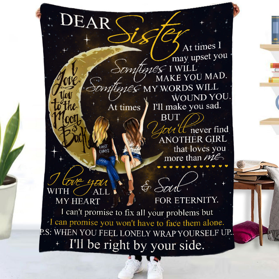 Double-Sided Flannel Blanket – Cozy Gift for Sisters