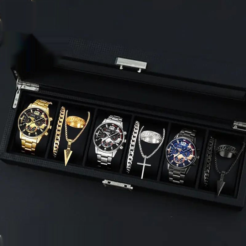 Stylish 12-Set Watches and Accessories Collection for Men