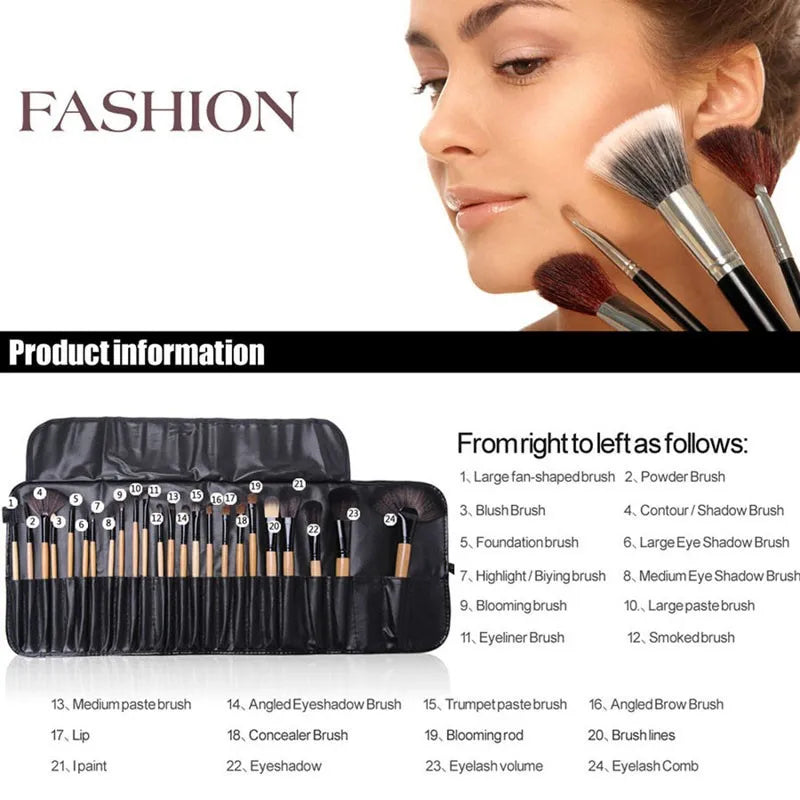 Complete 24-Piece Makeup Brush Set for Effortless Glam Looks