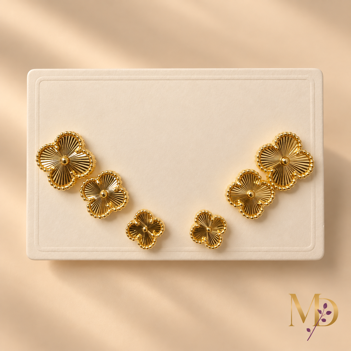 E018 - Golden Clover Trio Earrings