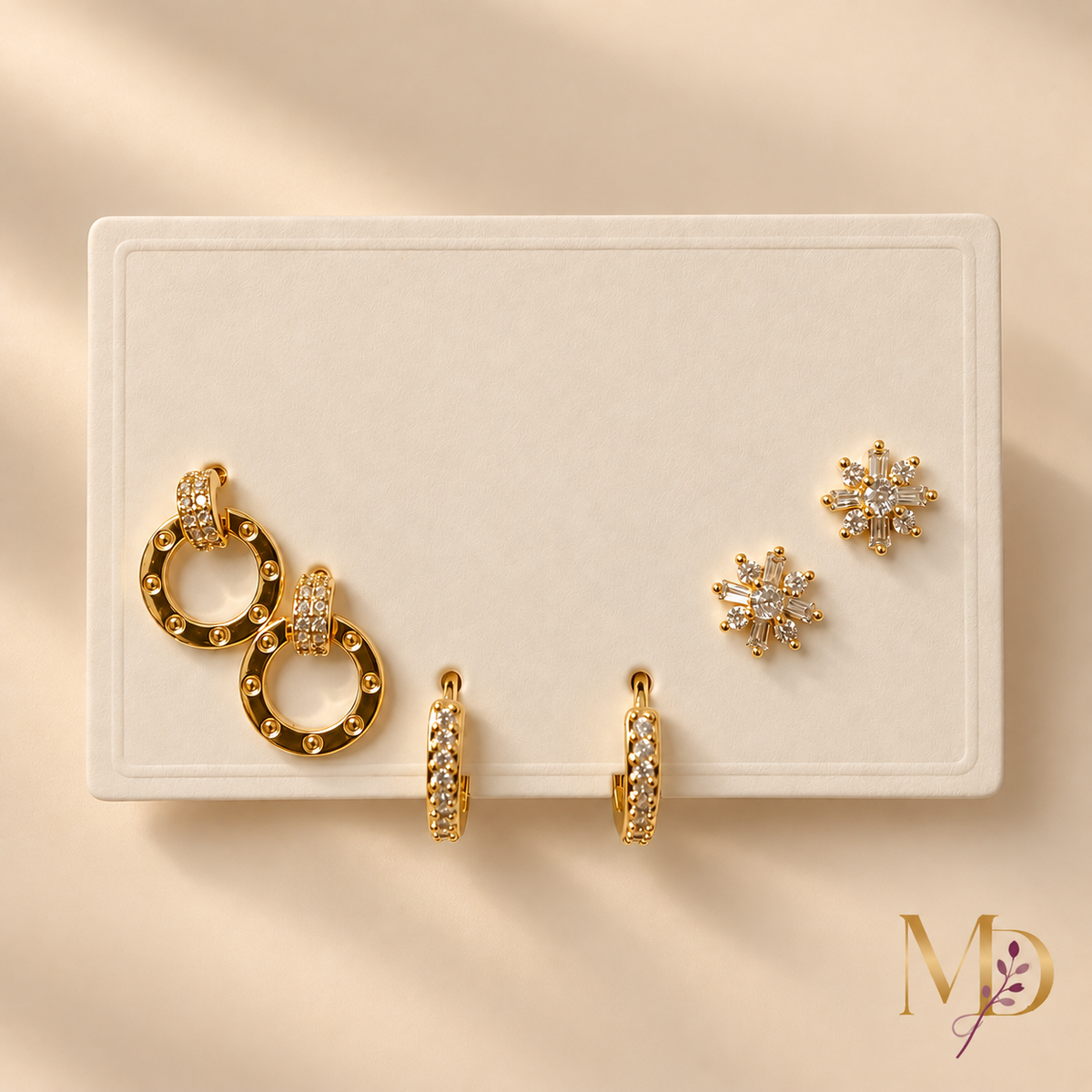 E020 - Golden Spark Trio Earrings