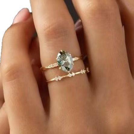 Chic Gold-Plated Ring with Radiant Emerald Accent