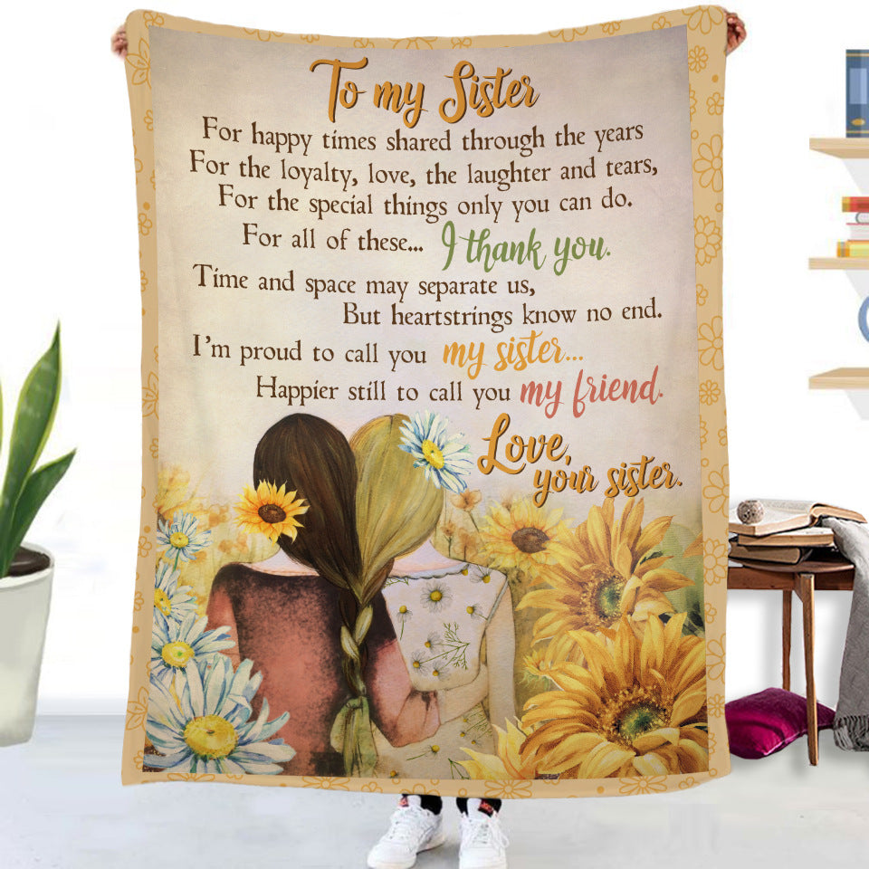 Double-Sided Flannel Blanket – Cozy Gift for Sisters