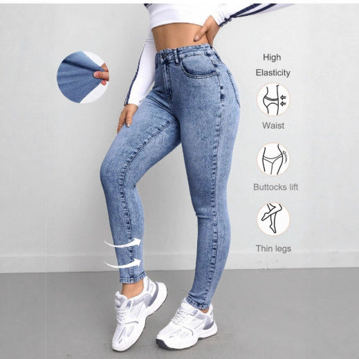 بنطلون رياضي أنيق من قماش الدنيم الصناعي