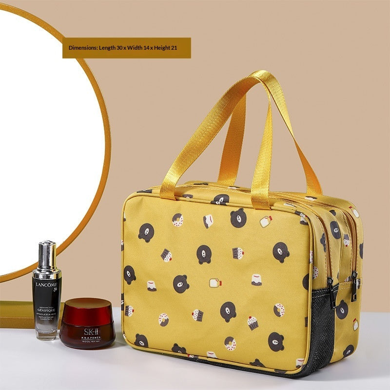 Spacious Double-Layer Cosmetic Bag for Travel and Daily Use