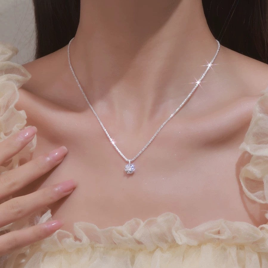 Sparkling Starry Sky Necklace with Elegant S925 Silver Zircon