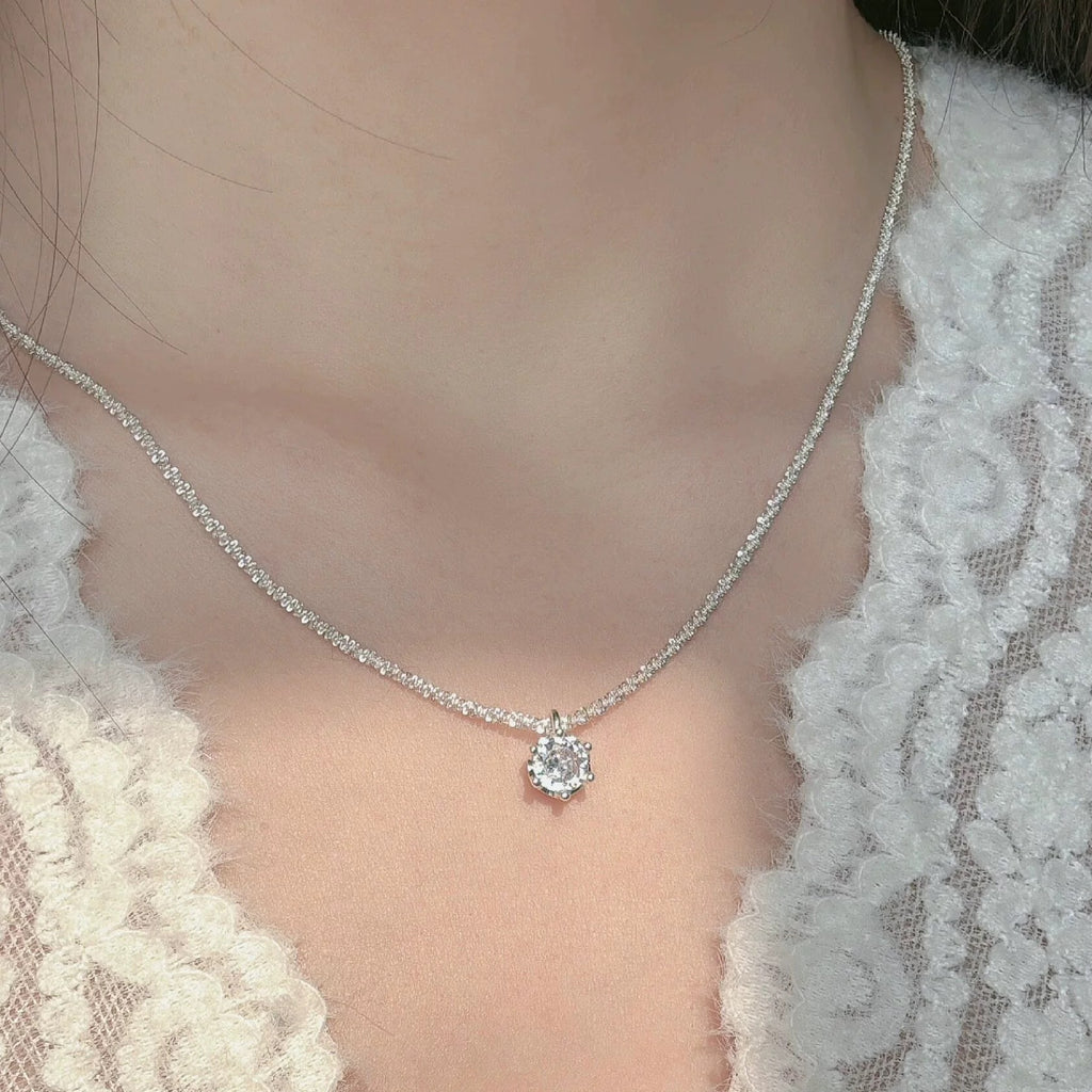 Sparkling Starry Sky Necklace with Elegant S925 Silver Zircon