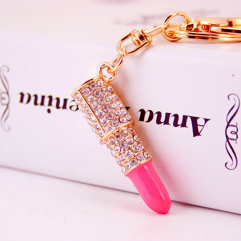 Charming Rhinestone Lipstick Keychain for Everyday Glam