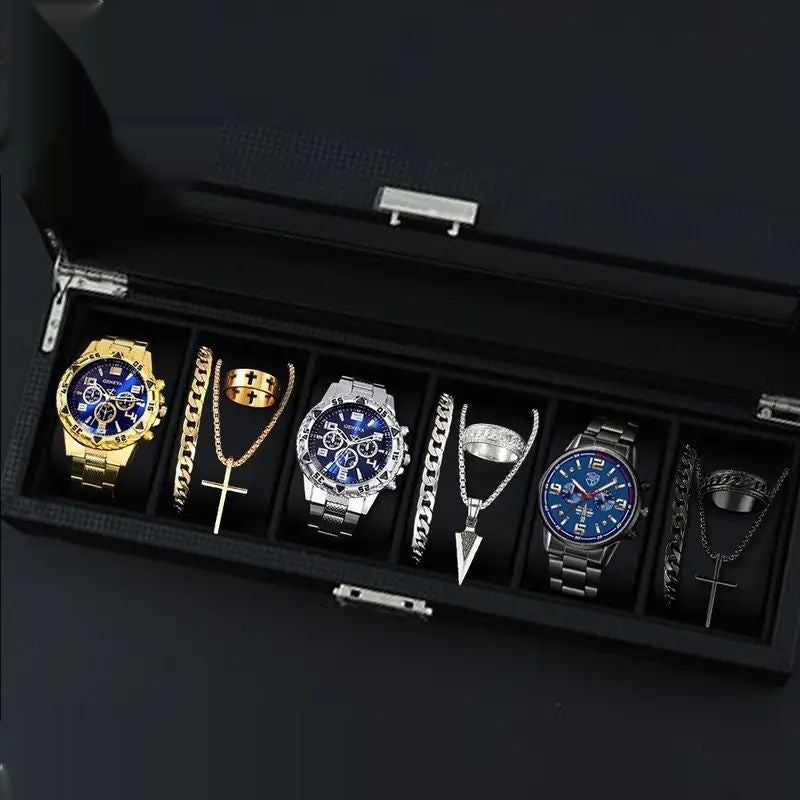 Stylish 12-Set Watches and Accessories Collection for Men