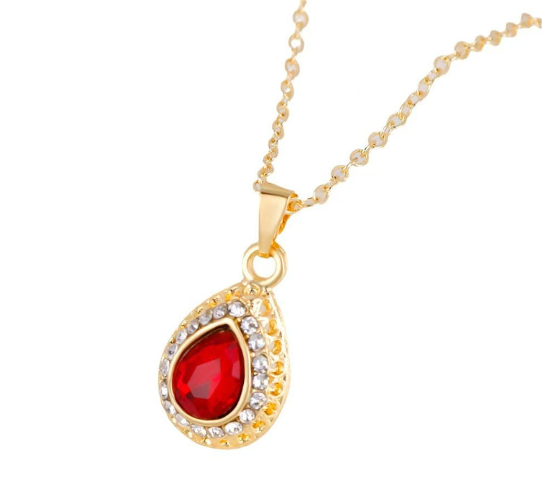 Colorful Waterdrop Jewelry Set: Necklace, Earrings, Ring Trio