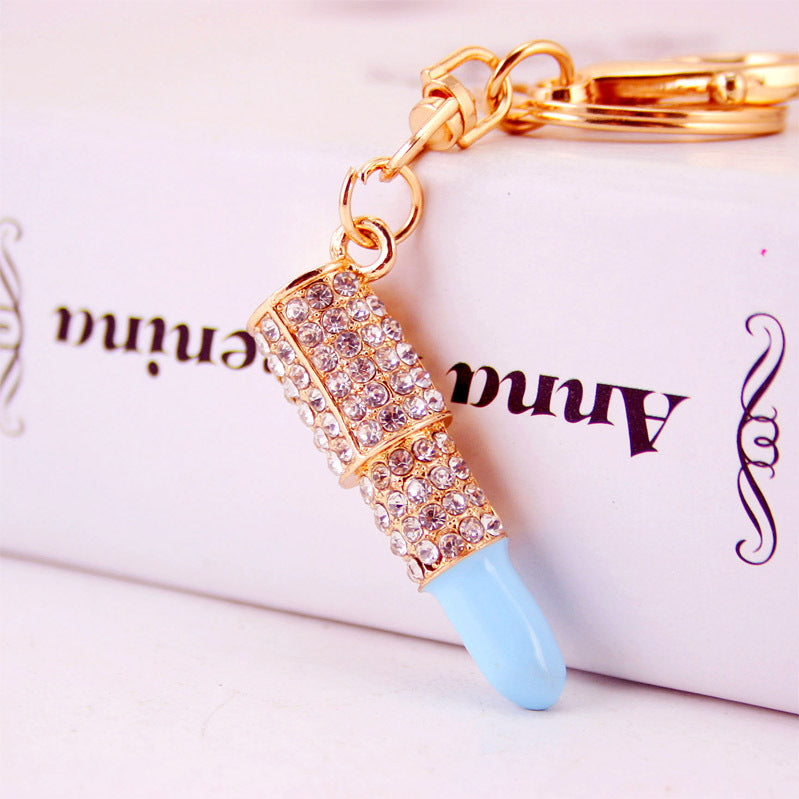 Charming Rhinestone Lipstick Keychain for Everyday Glam