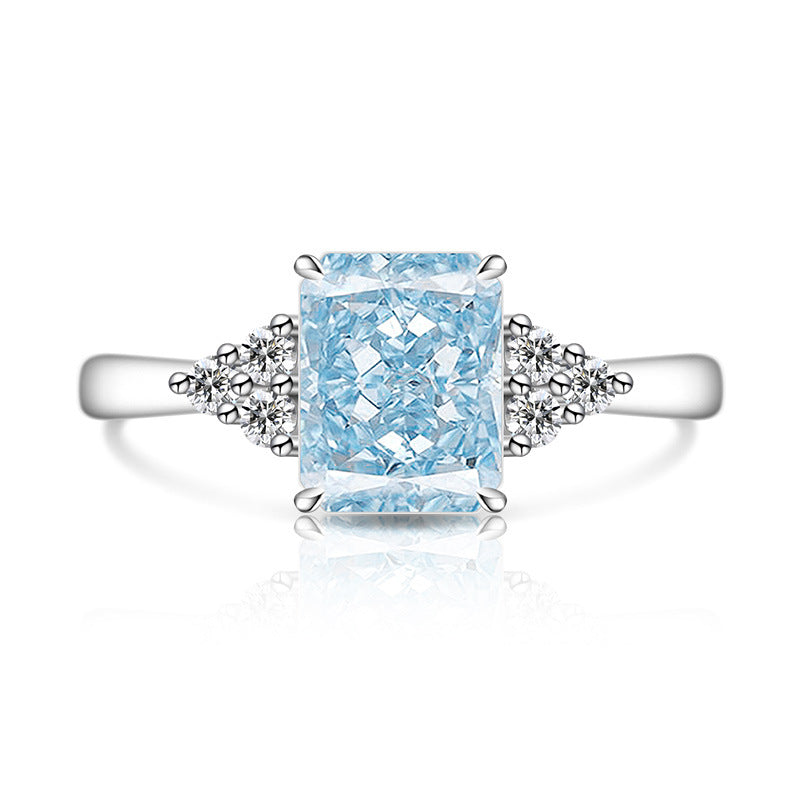 Radiant High-Carbon Diamond Ring with Vibrant Padparadscha Shine