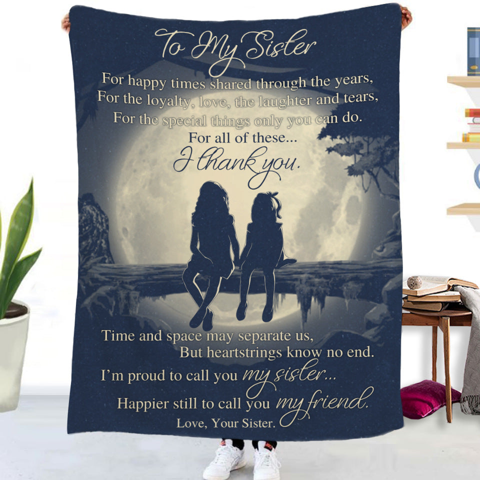 Double-Sided Flannel Blanket – Cozy Gift for Sisters