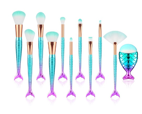 11-Piece Mermaid Makeup Brush Kit for Flawless Beauty Looks